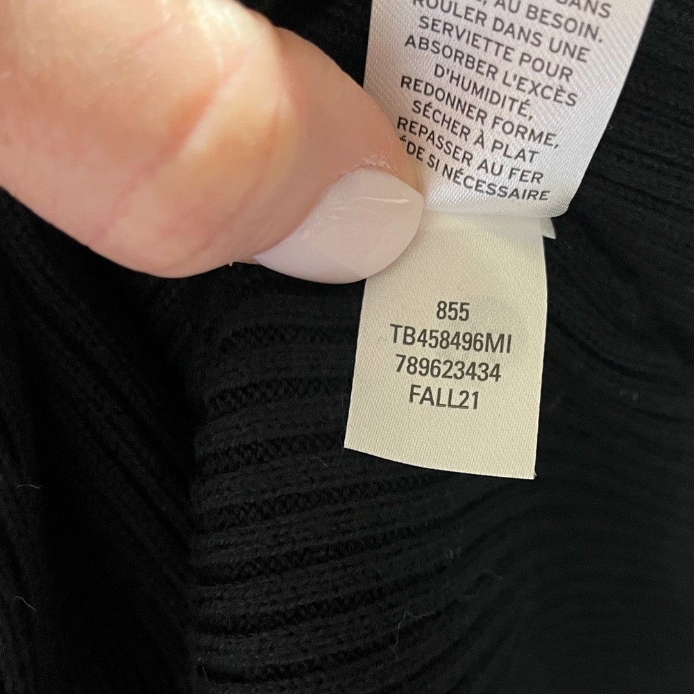 Treasure & Bond Dress V Neck Midi Sweater Ribbed Dress Black Size Large - Picture 8 of 9